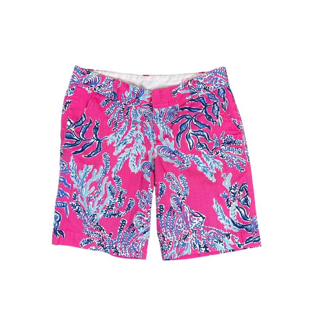Lilly Pulitzer The Chipper Short Pink Coral Reef Print Cotton Size 6